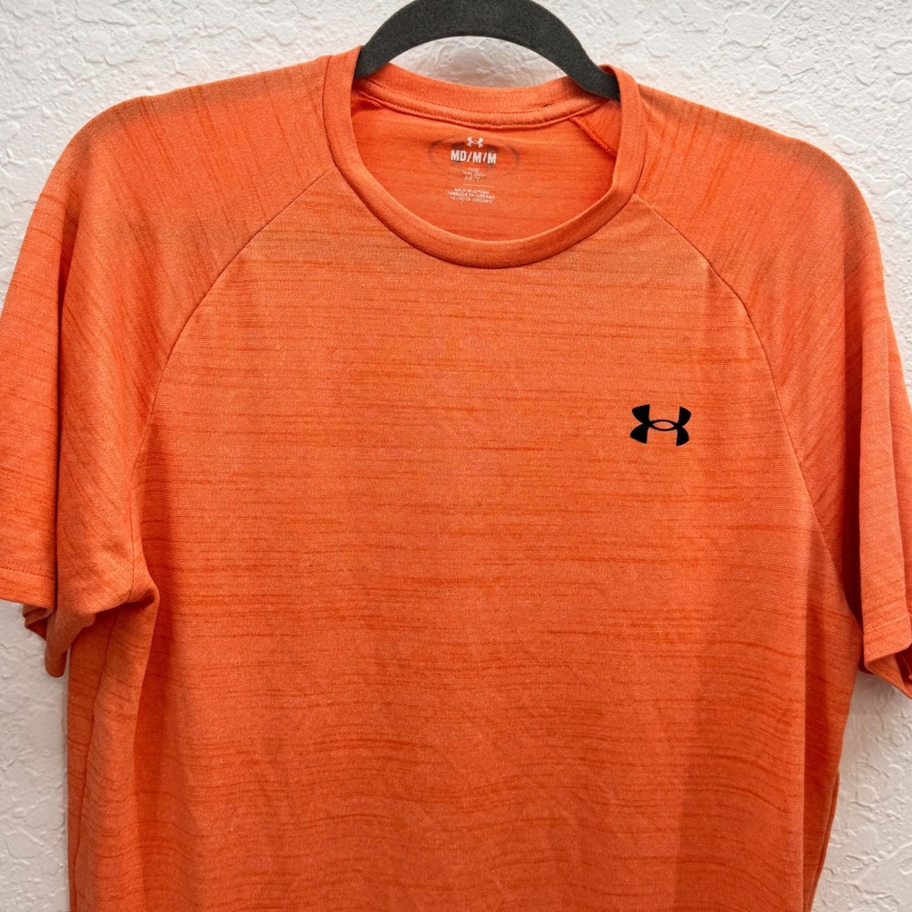 Under Armour Mens Tech Loose Fit Short Sleeve Coral Orange T-Shirt MD